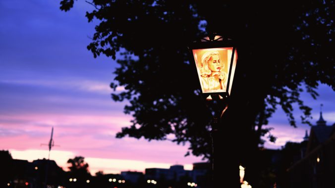 Tape Artwork on street lamp in Amsterdam by Max Zorn