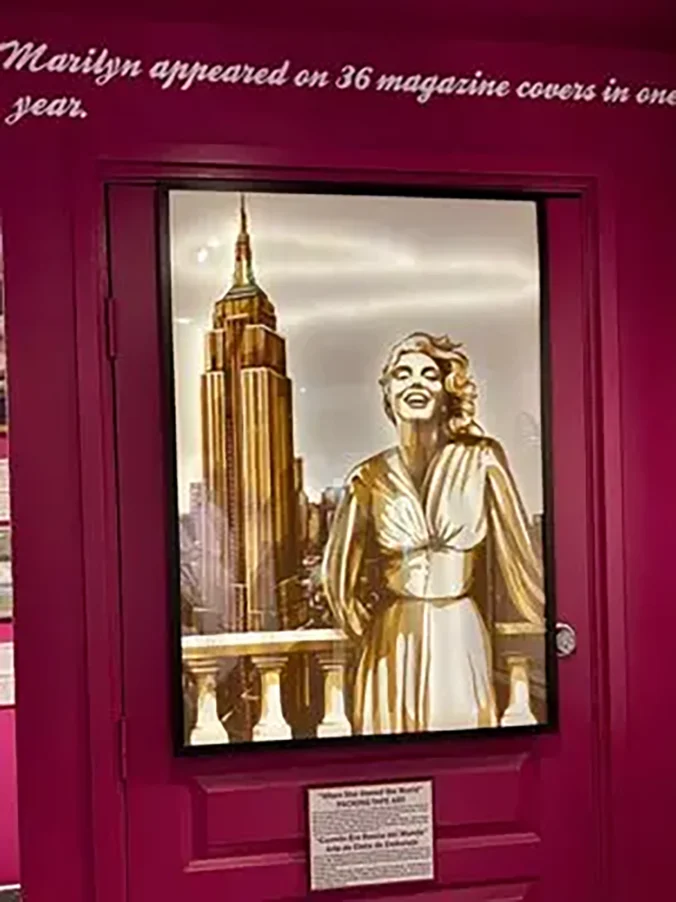 Illuminated packing tape artwork of Marilyn Monroe by Max Zorn, exhibited at Ripley's Believe It or Not! Hollywood Museum.