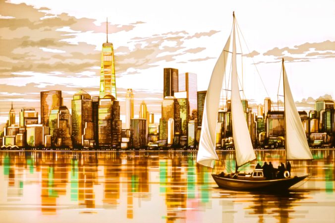 Shimmers, a New York panorama made with packing tape by aist Max Zorn