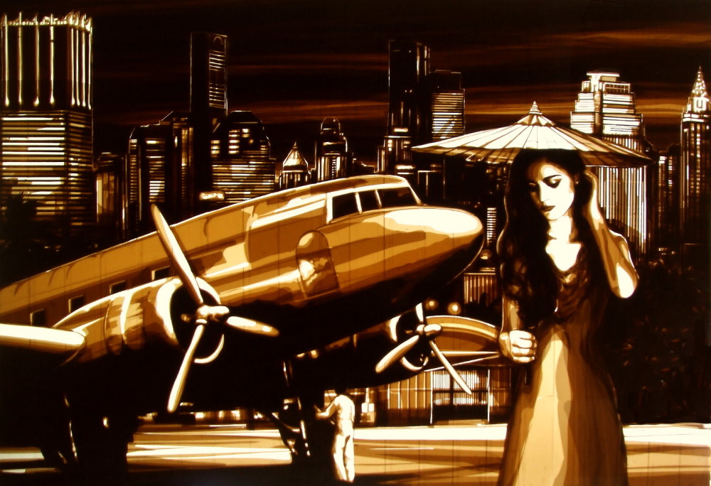 Tape art by Max Zorn - Night Flight to Bangkok